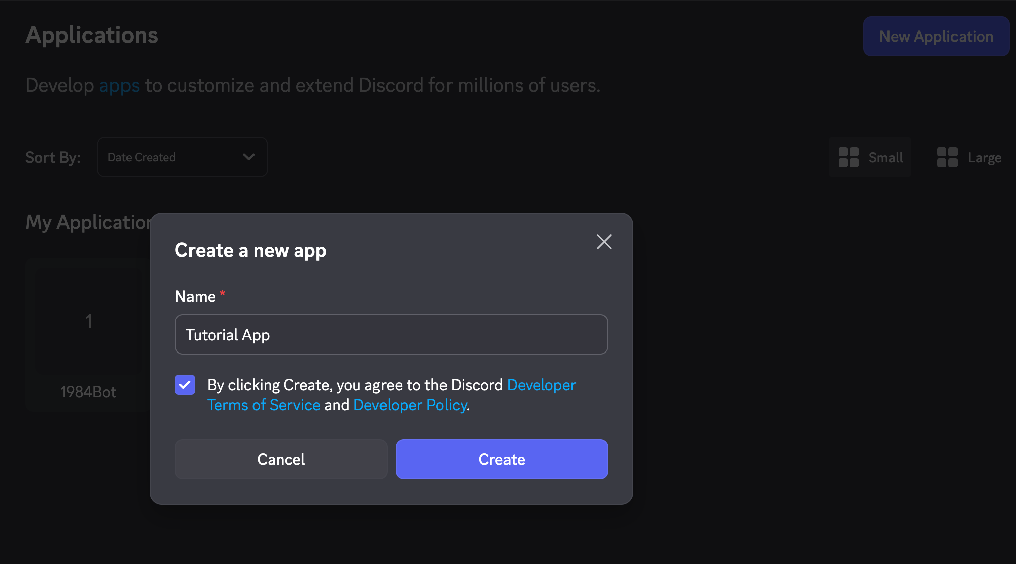 New Application Modal